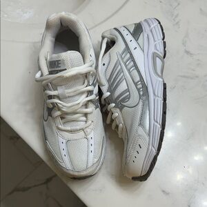 Nike White and Silver Sneakers